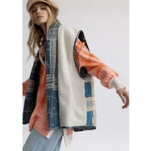 Free people Vera quilted patchwork Sherpa vest